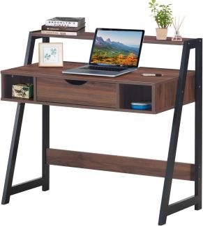 COSTWAY Schreibtisch mit Schublade und Ablage, Holz, 92 x 52 x 90 cm