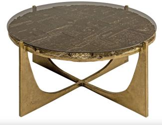 Casa Padrino Luxus Art Deco Couchtisch Bronze 74 x 38 cm - Gold mit Glasplatte - Art Design Tisch