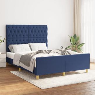 Doppelbett mit Kopfteil Stoff Blau 140 x 200 cm [3125306]
