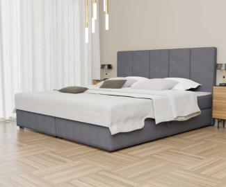 Boxspringbett Schlafzimmerbett ELICIO 200x220cm Stoff Steel inkl. Bettkasten