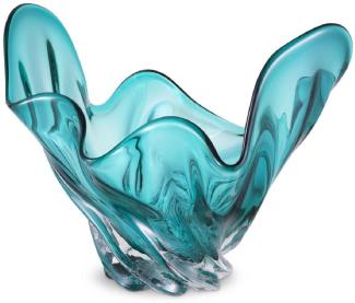 Casa Padrino Luxus Schüssel Türkis 42 x 27 x H. 25 cm - Moderne Deko Schüssel aus mundgeblasenem Glas - Deko Accessoires - Luxus Qualität
