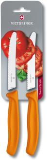 Victorinox Swiss Classic Tomaten- und Tafelmesser Set 2-teilig, Wellenschliff, Rostfrei, Swiss Made, orange