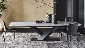 Casa Padrino Luxus Esstisch Schwarz 300 x 128 x H. 73 cm - Esszimmertisch mit hochwertiger Keramik Tischplatte - Moderne Esszimmer Möbel - Luxus Qualität - Made in Italy
