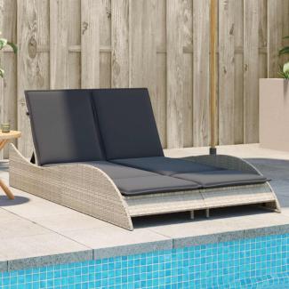 vidaXL Sonnenliege mit Auflagen Hellgrau 114x205x73 cm Poly Rattan