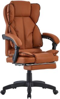 Schreibtischstuhl Bürostuhl Gamingstuhl Racing Chair Chefsessel mit Fußstütze Braun -Schwarz