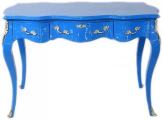 Casa Padrino Barock Schreibtisch Sekretär / Konsole Blau 120 x 60 x H80 cm - Luxus Möbel