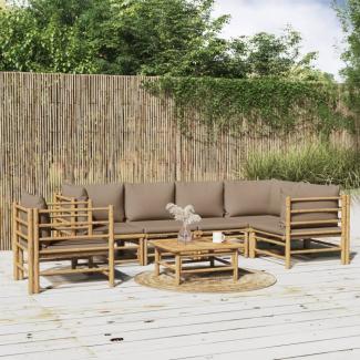 vidaXL 7-tlg. Garten-Lounge-Set mit Taupe Kissen Bambus