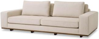 Casa Padrino Luxus Sofa Beige / Braun 236 x 110 x H. 80 cm - Wohnzimmer Sofa mit Kissen - Wohnzimmer Möbel - Luxus Möbel - Wohnzimmer Einrichtung - Luxus Einrichtung - Luxus Qualität