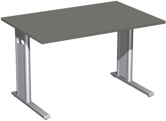 Schreibtisch 'C Fuß Pro', feste Höhe 120x80cm, Graphit / Silber