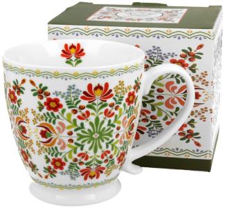 DUO ETNO Jumbobecher 480 ml HUNGARIAN mit Fuß, New Bone China Porzellan