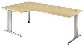 Eckschreibtisch 'XS82' C-Gestell 200x120cm 90° Ahorn