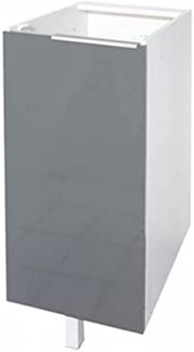 Berlioz Creations CP3BG Unterschrank für Küche mit 1 Tür, in grauem Hochglanz, 30 x 52 x 83 cm, 100 Prozent französische Herstellung