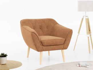 Sofa, Skandinavischer Stil, Holzbeine - PIRS - 1 Sitzer - Orange - Struktur