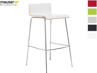 Design Barhocker mit Rückenlehne, Sitzschale Duropal Weiß, Höhe 91cm