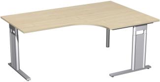 PC-Schreibtisch rechts, höhenverstellbar, 180x120cm, Ahorn / Silber