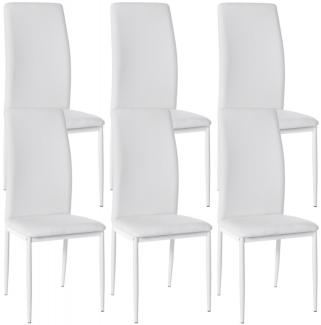 6er Set Esszimmerstühle Savino Kunstleder (Farbe: weiß)