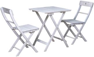 Sitzgruppe aus Akazie mit 2 Stühlen und 1 Tisch Grau