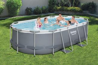 Power Steel™ Frame Pool Set mit Filterpumpe 427 x 250 x 100 cm , grau, oval