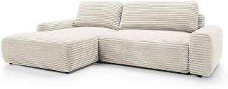 Selsey Alferia - Ecksofa mit Schlaffunktion, Breitcord-Bezug, creme, linksseitig