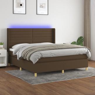 Boxspringbett mit Matratze & LED Dunkelbraun 180x200 cm Stoff (Farbe: Braun)