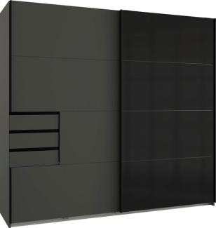 Kleiderschrank Schwebetüren Schiebetüren 225 x 210 x 64 cm SAIGON Anthrazit / Schwarz