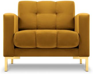 Micadoni Samtstoff Sessel Mamaia | Bezug Yellow | Beinfarbe Gold Metal