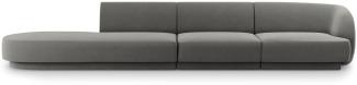 Micadoni 4-Sitzer Links Samtstoff Sofa Miley | Bezug Light Grey | Beinfarbe Black Plastic
