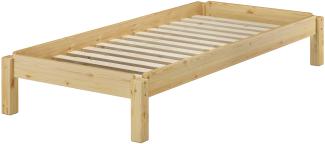 Erst-Holz Stapelbett Massivholzbett Kiefer Natur 80x200cm Einzelbett stapelbar Gästebett + Rollrost 60. 48-08