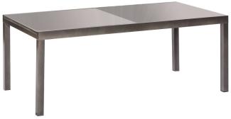 YOURSOL Semi Ausziehtisch 150 - 220 cm Graphit oder Silber, Alu, Gartentisch mit grauer Glasplatte