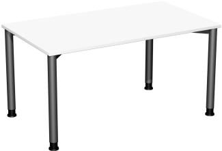 Schreibtisch '4 Fuß Flex' höhenverstellbar 140x80cm, Weiß / Anthrazit