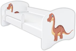 Clamaro 'Schlummerland Dinosaurier' Kinderbett 80x180 cm, Design 8, inkl. Lattenrost, Matratze und Rausfallschutz (ohne Schublade)