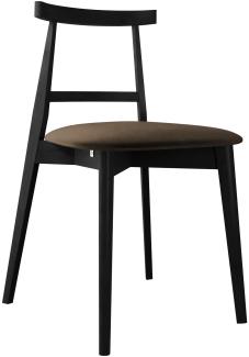 Esszimmerstuhl Hazren, Stuhl aus Buchenholz für Küche, Restaurant (Schwarz / Magic Velvet 2205)