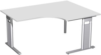 PC-Schreibtisch 'C Fuß Pro' rechts, höhenverstellbar, 160x120cm, Lichtgrau / Silber