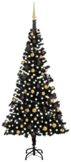 vidaXL Künstlicher Weihnachtsbaum mit LEDs & Schmuck Schwarz 240cm PVC