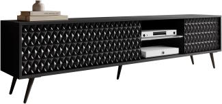 TV Schrank Patruzo 175, LED-Beleuchtung, Griffloses System (Farbe: Schwarz)