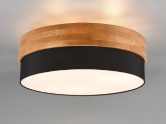 Deckenleuchte SEASONS Holzlampe mit Stoffschirm Schwarz Ø 50cm