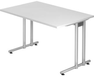Schreibtisch NS12 C-Fuß 120x80cm Weiß Gestellfarbe: Silber