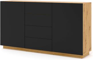 Domando Sideboard Empoli M1 Modern Breite 164cm, schicker Farbkontrast in Artisan Eiche und Schwarz Matt