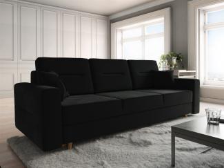 Sofa 3-Sitzer BELMIRA mit Schlaffunktion Schwarz
