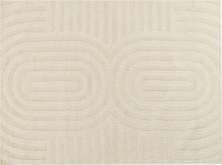 Teppich Wolle hellbeige 300 x 400 cm Streifenmuster MASTUNG