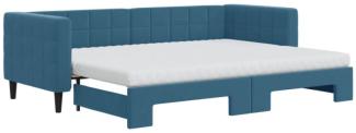 Tagesbett Ausziehbar mit Matratzen Blau 80x200 cm Samt