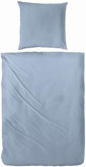 Hahn Haustextilien Luxus-Satin Bettwäsche uni Farbe rauchblau Größe 200x200 cm