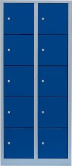 XL Schließfachschrank Fächerschrank 5 Fächer 1800 x 400 x 500 mm lichtgrau/blau
