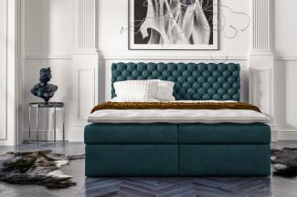 Stylefy 'Alviero' Boxspringbett, Strukturstoff Inari Türkis 180 x 200 cm