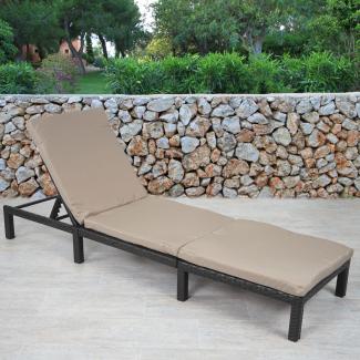 Poly-Rattan Sonnenliege HWC-A51, Relaxliege Gartenliege Liege ~ Basic anthrazit, Kissen creme