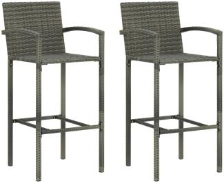 Barhocker 2 Stk. Grau Poly Rattan