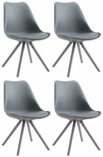 4er Set Stühle Toulouse Kunstleder Rund grau (Farbe: grau)