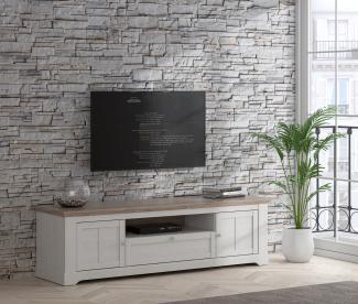 FORTE Iloppa TV-Unterschrank, Holzwerkstoff, Grau/Weiß, 204,7 x 59,1 x 55 cm
