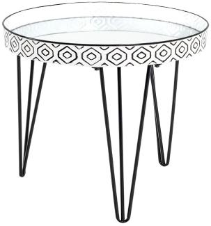 Couchtisch mit Tischplatte aus Spiegelglas, schwarz/weiß, rund, Ø 65cm