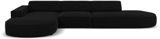 Micadoni 4-Sitzer Samtstoff Ecke links Sofa Jodie | Bezug Black | Beinfarbe Black Plastic